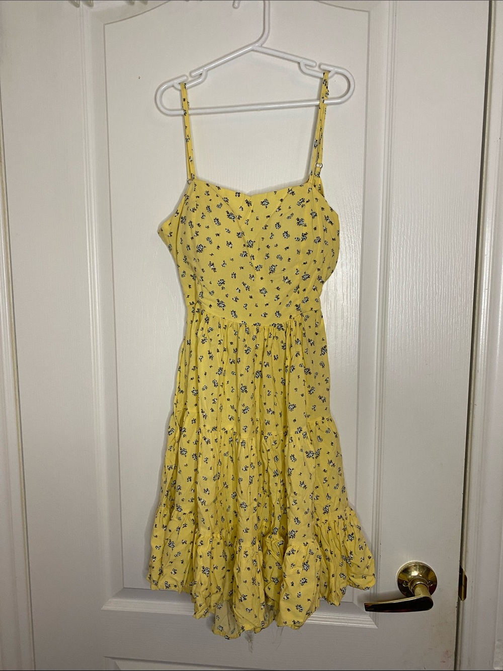 Streetwear Society Yellow Floral Spaghetti-Strap Mini Dress